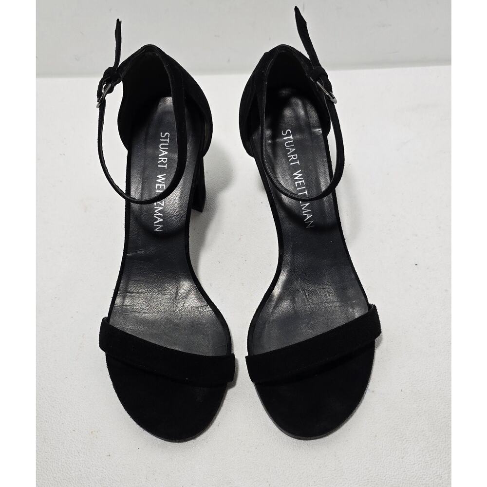 Stuart Weitzman Nearly Nude Black Suede Heels Size 7 wide - Picture 2 of 11